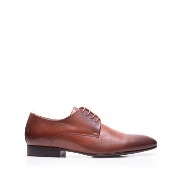 Pantofi eleganti barbati din piele naturala, Leofex - 889 cognac box