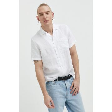 HUGO cămașă de in culoarea alb, regular 50490761