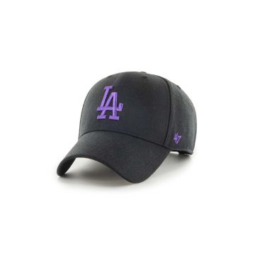 47brand șapcă din amestec de lână MLB Los Angeles Dodgers culoarea negru, cu imprimeu