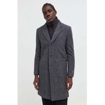 Superdry palton de lana culoarea gri, de tranzitie
