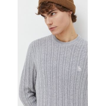 Abercrombie & Fitch pulover din amestec de lana barbati, culoarea gri, light