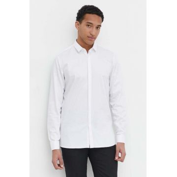 HUGO cămașă bărbați, culoarea alb, cu guler clasic, slim 50513945