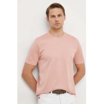 BOSS tricou din bumbac bărbați, culoarea roz, uni 50511595