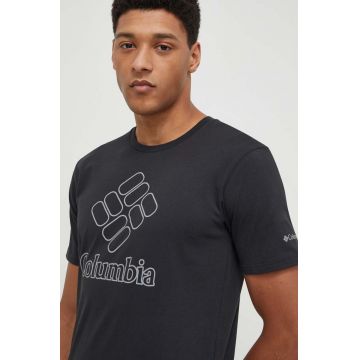 Columbia tricou sport Pacific Crossing II culoarea negru, cu imprimeu 2036472