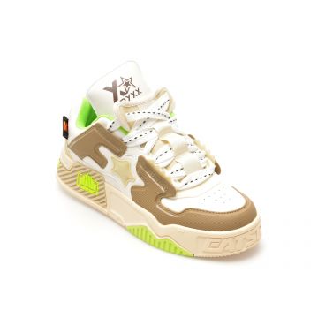 Pantofi sport GRYXX albi, S7201, din piele ecologica