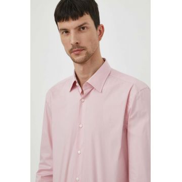 BOSS cămașă bărbați, culoarea roz, cu guler clasic, slim 50512652