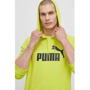 Puma bluză bărbați, culoarea verde, cu glugă, cu imprimeu 847428