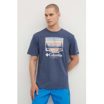Columbia tricou din bumbac Path Lake bărbați, cu imprimeu 1934814