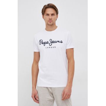 Pepe Jeans Tricou Original Stretch culoarea alb, cu imprimeu