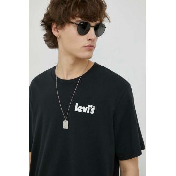 Levi's tricou din bumbac , culoarea negru, cu imprimeu 16143.0837-Blacks