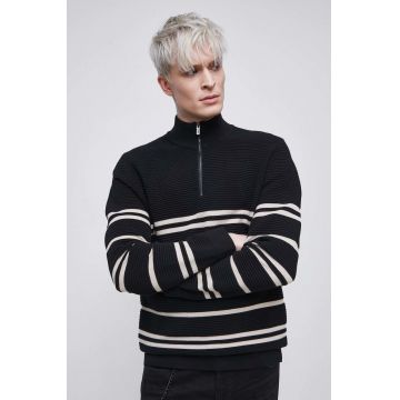 Medicine pulover de bumbac barbati, culoarea negru, cu turtleneck