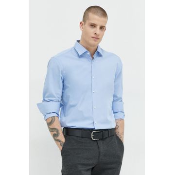 HUGO cămașă bărbați, culoarea bleumarin, cu guler clasic, slim 50289499