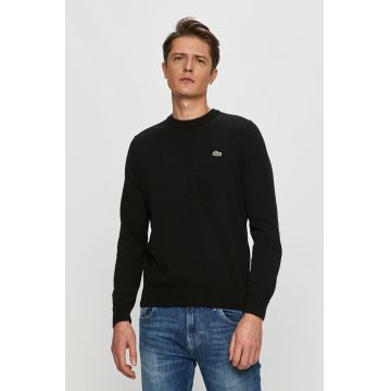Lacoste pulover de bumbac culoarea negru, light