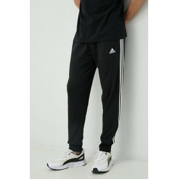 adidas pantaloni de trening din bumbac bărbați, culoarea negru, cu imprimeu HA4337