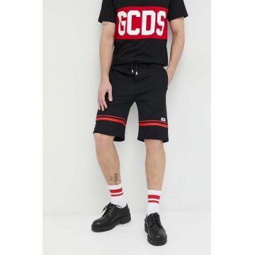 GCDS pantaloni scurti din bumbac barbati, culoarea negru