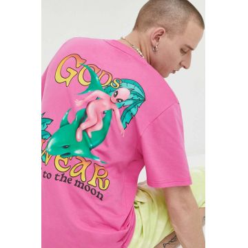 GCDS tricou din bumbac culoarea roz, modelator