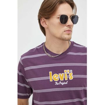 Levi's tricou din bumbac culoarea violet, modelator