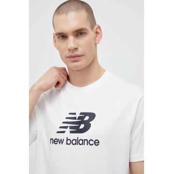 New Balance tricou din bumbac culoarea alb, cu model MT31541WT-1WT