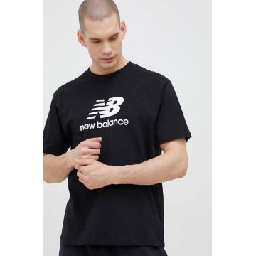 New Balance tricou din bumbac culoarea negru, cu model MT31541BK-1BK