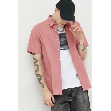 HUGO cămașă bărbați, culoarea roz, cu guler clasic, regular 50475668