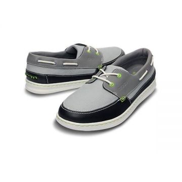 Pantofi Crocs Men's LoPro Canvas Boat Sneaker Negru - Black/Pearl White