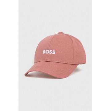 BOSS șapcă de baseball din bumbac culoarea roz, cu imprimeu