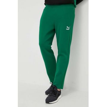 Puma pantaloni de trening culoarea verde, cu imprimeu 538199-37