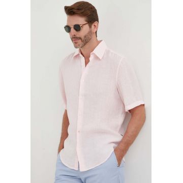BOSS cămașă de in ORANGE culoarea roz, cu guler clasic, regular 50489345