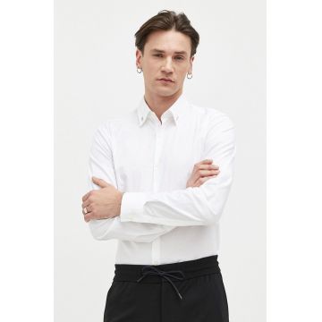 HUGO cămașă bărbați, culoarea alb, cu guler clasic, slim 50490712