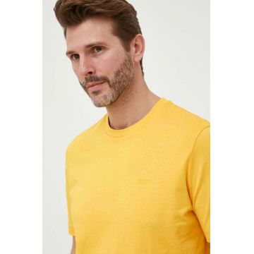 BOSS tricou din bumbac bărbați, culoarea galben, uni 50468347