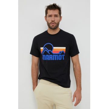 Marmot tricou Coastal barbati, culoarea negru, cu imprimeu