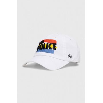 American Needle șapcă de baseball din bumbac the Police culoarea alb, cu imprimeu