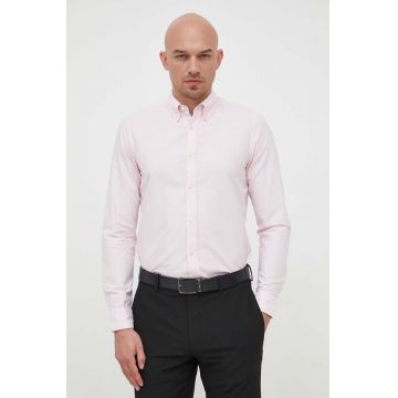 BOSS cămașă din bumbac ORANGE bărbați, culoarea roz, cu guler italian, regular 50489341