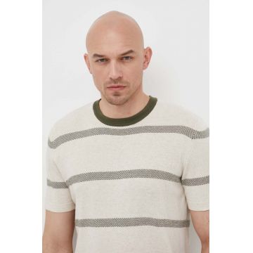 Sisley tricou din amestec de in culoarea bej, modelator