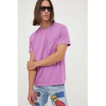 Levi's tricou din bumbac culoarea violet, neted