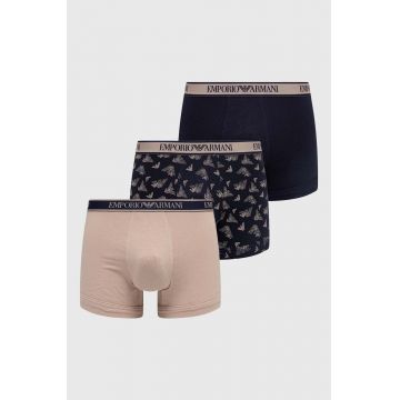 Emporio Armani Underwear boxeri 3-pack barbati, culoarea bej