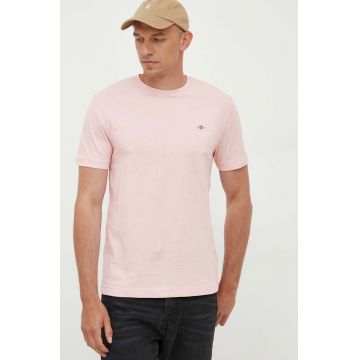 Gant tricou din bumbac culoarea roz, neted