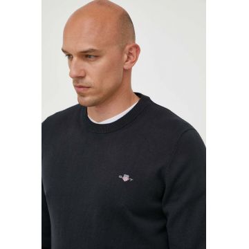 Gant pulover de bumbac culoarea negru, light