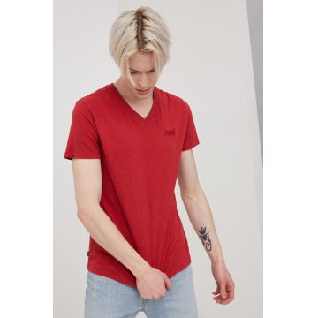 Superdry tricou din bumbac culoarea rosu, neted