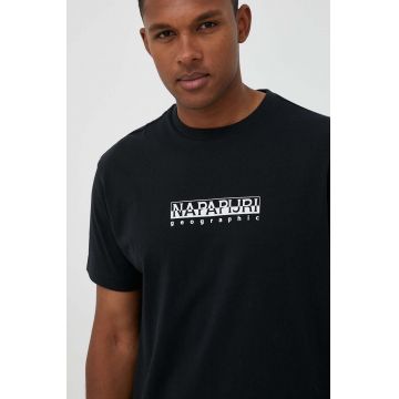 Napapijri tricou din bumbac culoarea negru, cu imprimeu