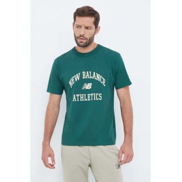 New Balance tricou din bumbac culoarea verde, cu imprimeu