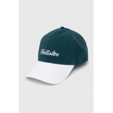 Hollister Co. șapcă de baseball din bumbac culoarea verde, cu imprimeu