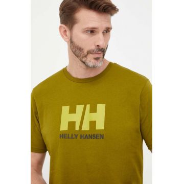 Helly Hansen tricou HH LOGO T-SHIRT bărbați, culoarea alb, cu imprimeu 33979