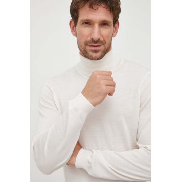 BOSS pulover de lână bărbați, culoarea alb, light, cu guler 50468262