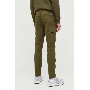 Tommy Jeans pantaloni barbati, culoarea verde, cu fason cargo