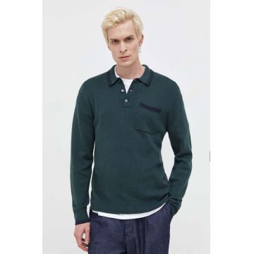 Abercrombie & Fitch pulover barbati, culoarea verde, light