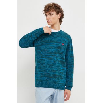 Levi's pulover de lana barbati, culoarea turcoaz