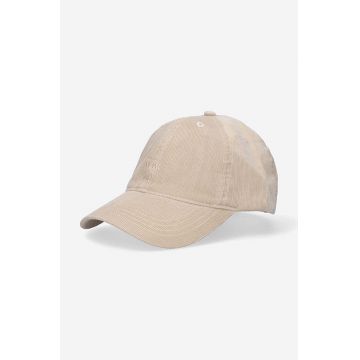 Wood Wood șapcă de baseball din catifea Low profile corduroy cap culoarea bej, uni 12130810.9016-WARMBEIGE