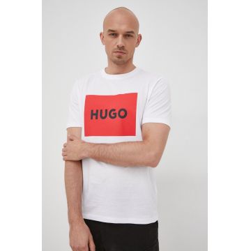 HUGO tricou din bumbac culoarea alb, cu imprimeu 50467952