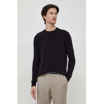 Sisley pulover de lana barbati, culoarea negru, light